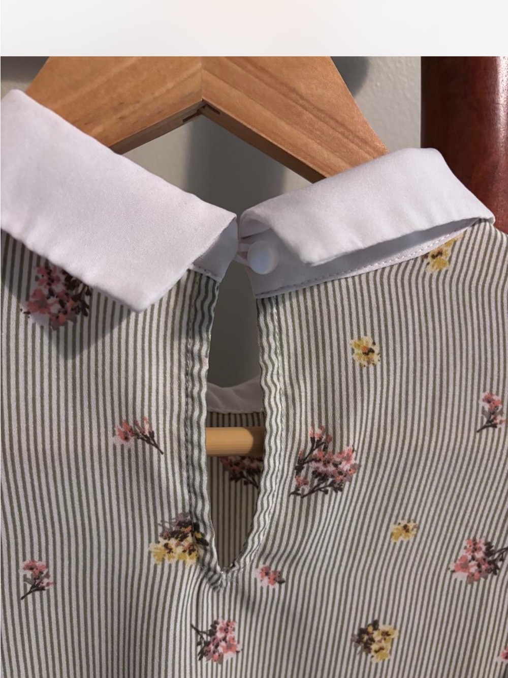 Monteau Women’s Floral Stripe Peter Pan Collar Top Cottagecore - Picture 3 of 7